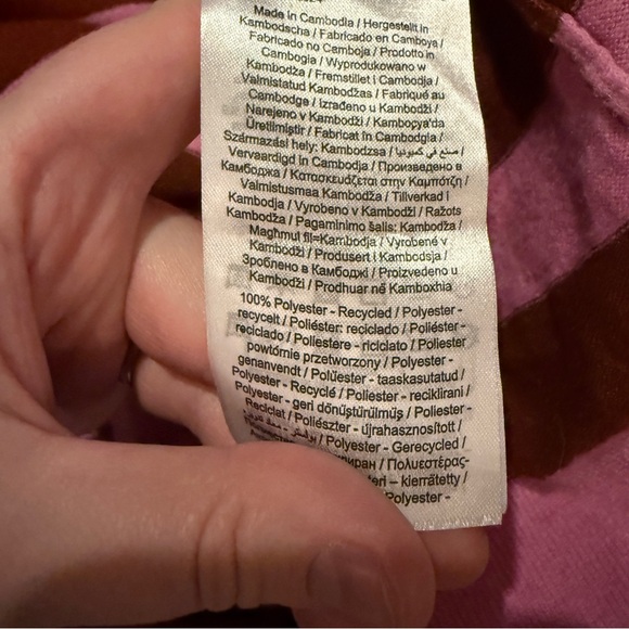 Vero Moda Burgundy & Pink Striped Crewneck Long Sleeve Cropped Sweater Sz XS - Picture 4 of 9